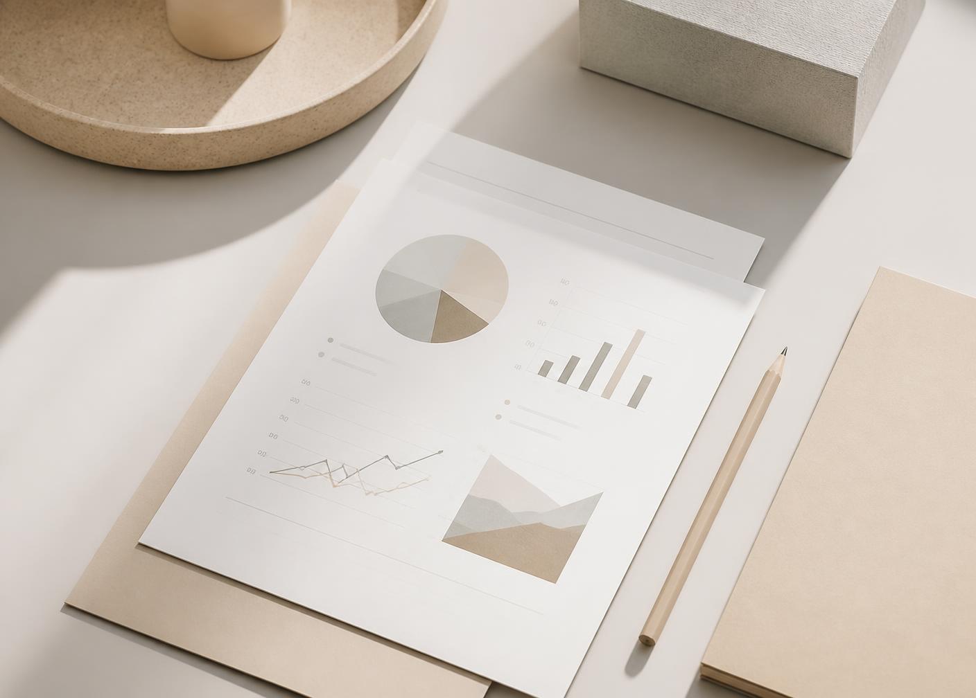 Rapport de performance imprimé posé sur un bureau clair